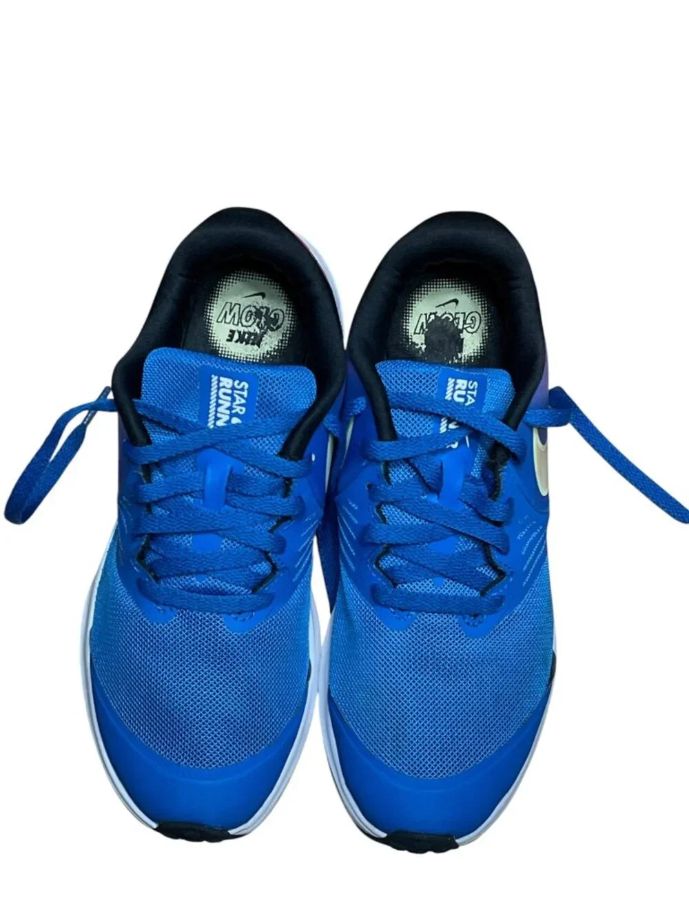 Nike Star Runner 2.0 Youth Blue Running Shoes Size 4Y Gradient Pink Heel Lightwe